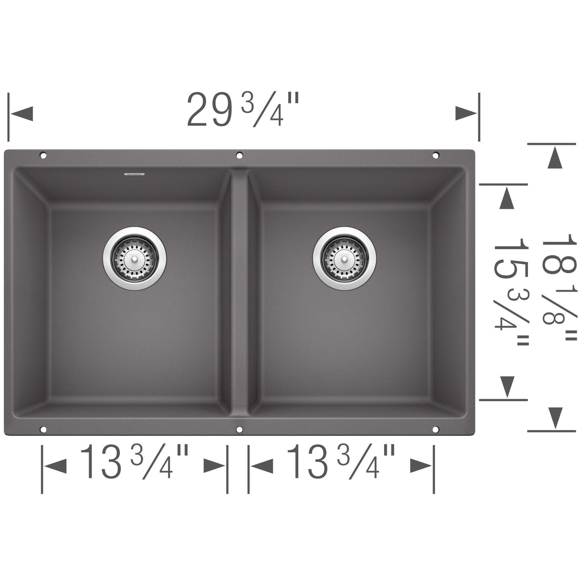 Precis Equal Double Bowl Undermount - Kitchen Sink