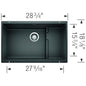 Blanco 519454 PRECIS™ CASCADE™ SILGRANIT® II Super Single Bowl Composite Sink, Biscuit, Rectangle Shape, 27-1/2 in L x 15-3/4 in W Bowl x 7-7/8 in D Bowl, 28-3/4 in L x 18-1/8 in W, Undermount Mounting, Granite