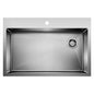 Blanco 524221 QUATRUS™ R15 Super Single Bowl Dual Mount Kitchen Sink, Rectangle Shape, 1 Faucet Holes, 33 in W x 22 in H, Dual Mounting, 304 Stainless Steel, Satin