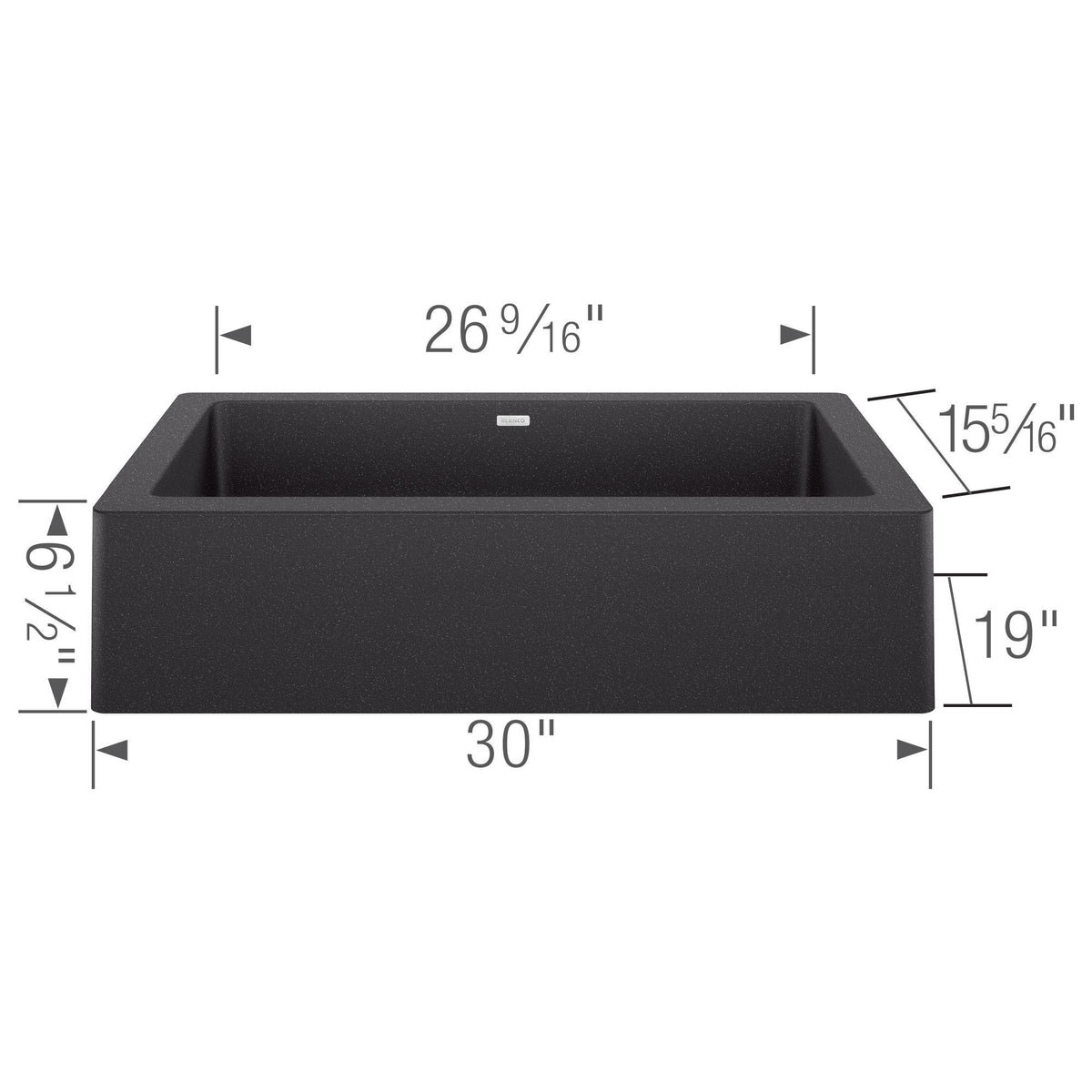 Blanco 526542 VINTERA™ Super Single Bowl Apron Front Kitchen Sink, Rectangular Shape, 30 in L x 19 in W x 9.366 in H, Reinforced Base Mount, SILGRANIT®, Biscuit, Import