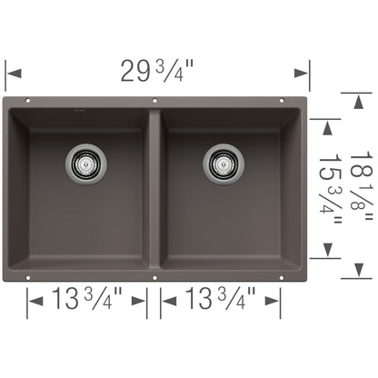 Precis Equal Double Bowl Undermount - Kitchen Sink