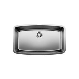 Blanco 440104 PERFORMA™ SILGRANIT® II Kitchen Sink, Polished Satin, Rectangle Shape, 30 in L x 17 in W Bowl x 10 in D Bowl, 32 in L x 19 in W, Undermount Mounting, 18 ga 304 Stainless Steel