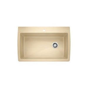 Blanco 441214 DIAMOND™ SILGRANIT® II Kitchen Sink, Rectangle Shape, 1 Faucet Holes, 32-1/2 in W x 22 in D, Drop-In/Undermount Mounting, Granite, Biscotti, Import
