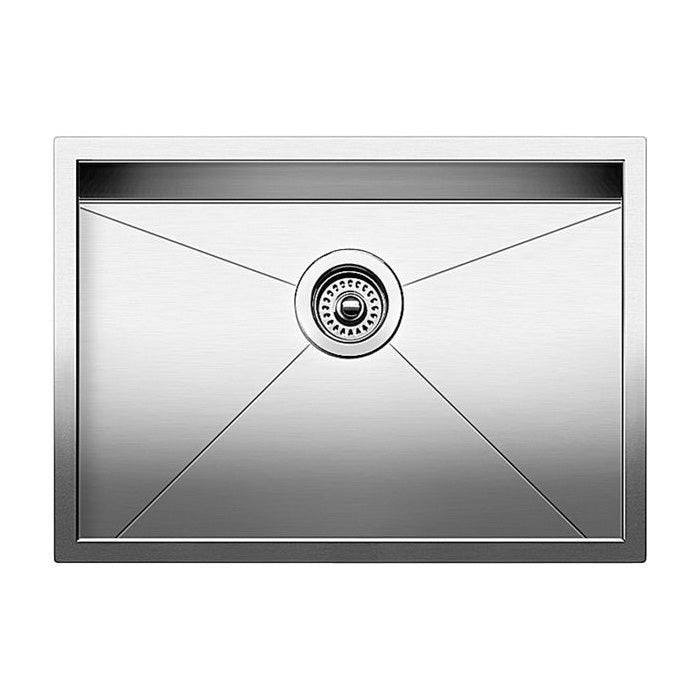 Blanco 518171 Quatrus™ Kitchen Sink, Polished Satin, Rectangle Shape, 23 in L x 16 in W Bowl x 9 in D Bowl, 25 in L x 18 in W, Undermount Mounting, 18 ga 304 Stainless Steel