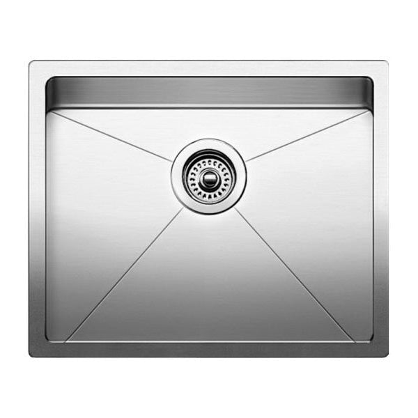 Blanco 519546 Quatrus™ Kitchen Sink, Polished Satin, Rectangle Shape, 20 in L x 16 in W Bowl x 9 in D Bowl, 22 in L x 18 in W, Undermount Mounting, 18 ga 304 Stainless Steel
