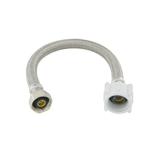 BrassCraft® Speedi Plumb® PLUS B8-12DL F B8-DL Flexible Lead Free Braided Water Toilet Connector, 1/2 x 7/8 in Nominal, FIP x Ballcock End Style, 12 in L, 125 psi Working, Polymer, Import
