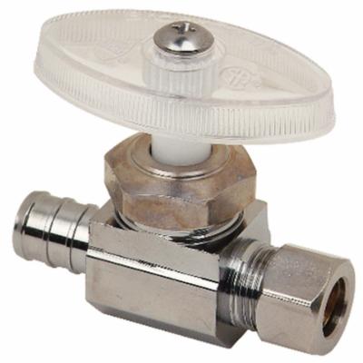 BrassCraft® BRPX14X C Multi-Turn Straight Stop, 1/2 x 3/8 in Nominal, PEX x Compression, 125 psi, Brass Body, Polished Chrome, Domestic