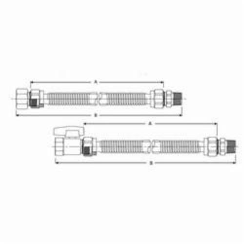 BrassCraft® ProCoat® CSSC54-36 Gas Connector, 1/2 in, MNPT x FNPT, 36 in L, 304L Stainless Steel, Domestic