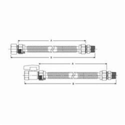 BrassCraft® ProCoat® CSSD4K-24 Gas Connector With Ball Valve, 1/2 in, MNPT x FNPT, 24 in L, 304L Stainless Steel, Domestic