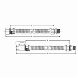 BrassCraft® ProCoat® CSSL54-48 Gas Connector, 1/2 in, MNPT x FNPT, 48 in L, 304L Stainless Steel, Domestic