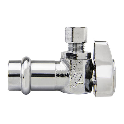 1/2 x 3/8" Angle Stop Valve - Polished Chrome - Brass