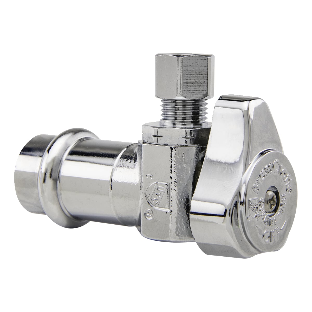 1/2 x 3/8" Angle Stop Valve - Polished Chrome - Brass