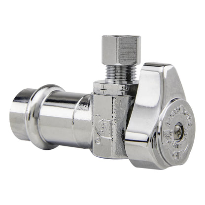1/2 x 3/8" Angle Stop Valve - Polished Chrome - Brass