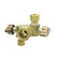 BrassCraft® KTCR1900DVX R KT™ 1/4 Turn Dual Outlet/Dual Shut-Off Ball Angle Stop, 1/2 x 3/8 X 1/4 in Nominal, Compression End Style, 125 psi Pressure, Brass Body, Rough Brass, Import
