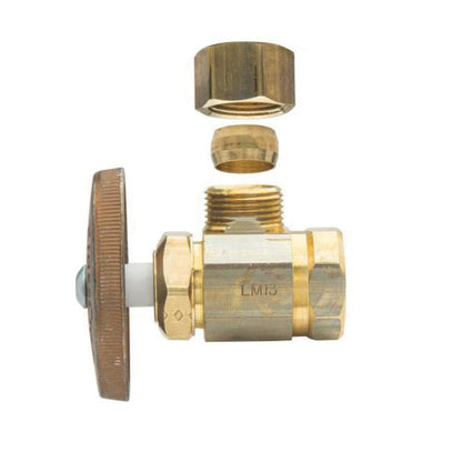 1/2" Multi-Turn Water Supply Stop - Brass - Brass Body