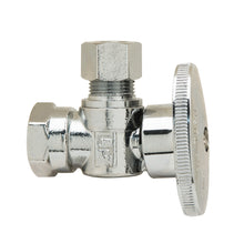 PlumbShop® RELIABLE VALUE™ PLB102X P Angle Style Quarter-Turn Supply Ball Stop, 3/8 in Nominal, FNPT x Compression, 125 psi, Brass Body, Polished Chrome