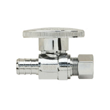 PlumbShop® RELIABLE VALUE™ PLB204X P Straight Quarter-Turn Supply Ball Stop, 1/2 x 3/8 in Nominal, PEX x Compression, 125 psi, Brass Body, Polished Chrome