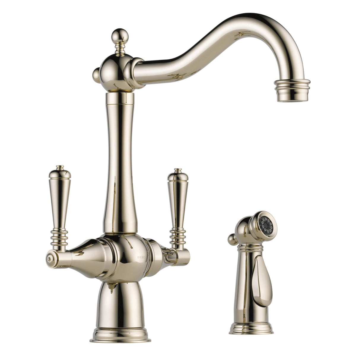 Brizo® 62136LF-PN Kitchen Faucet With Spray, 1.8 gpm, Swivel Spout, Polished Nickel, 2 Handles, Side Spray(Y/N): Yes