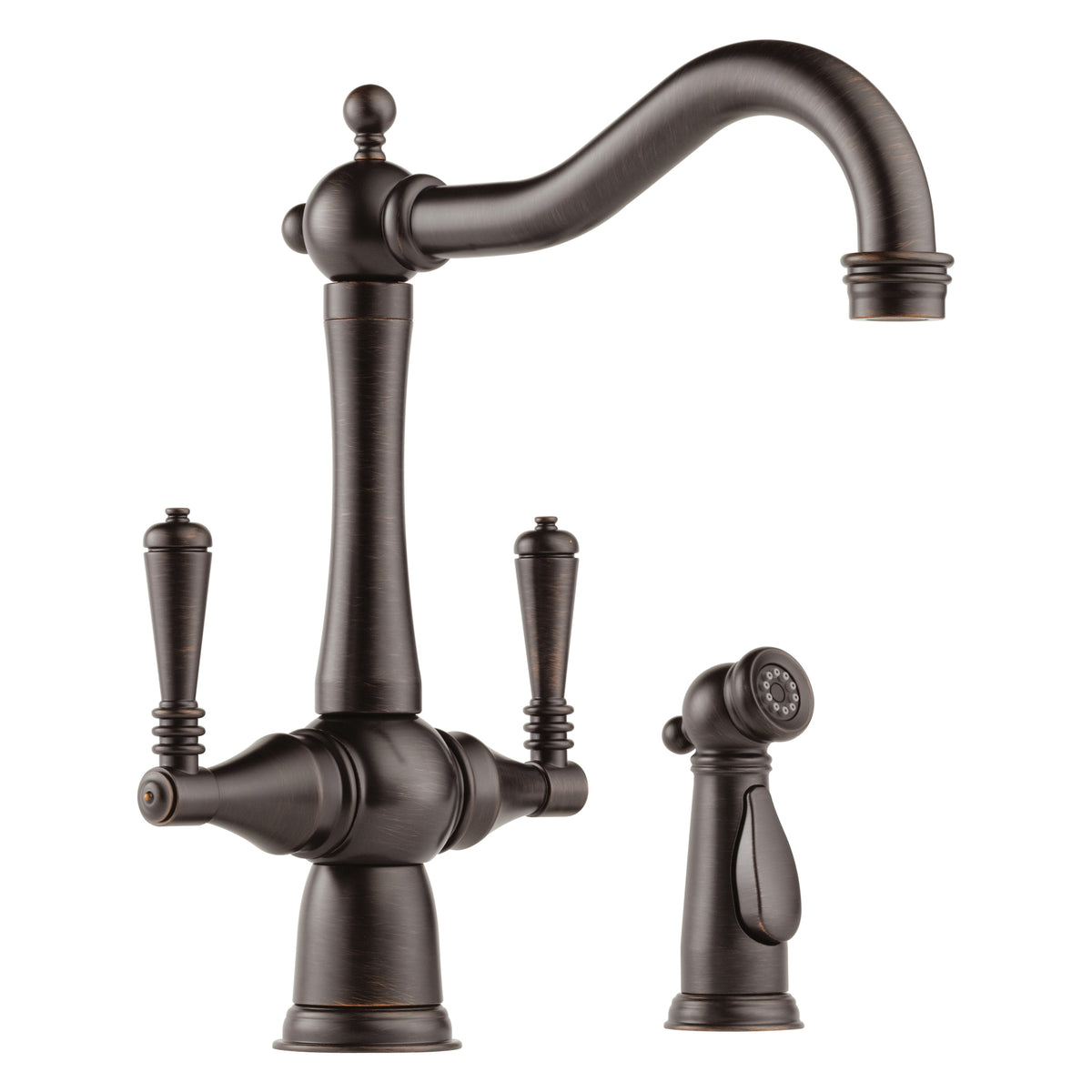 Brizo® 62136LF-RB Kitchen Faucet With Spray, 1.8 gpm, Swivel Spout, Venetian Bronze, 2 Handles, Side Spray(Y/N): Yes