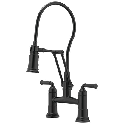 Brizo® Rook® Articulating Bridge Faucet, Commercial, 1.8 gpm Flow Rate, 8 in Center, 360 deg Swivel Spout, 2 Handles, Domestic