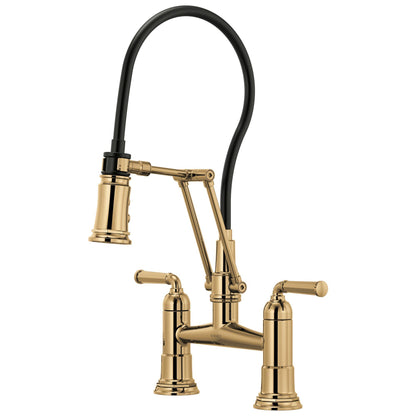 Brizo® Rook® Articulating Bridge Faucet, Commercial, 1.8 gpm Flow Rate, 8 in Center, 360 deg Swivel Spout, 2 Handles, Domestic