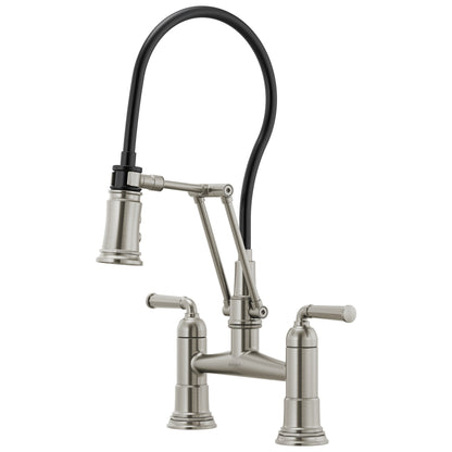 Brizo® Rook® Articulating Bridge Faucet, Commercial, 1.8 gpm Flow Rate, 8 in Center, 360 deg Swivel Spout, 2 Handles, Domestic