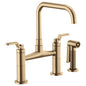 Brizo® 62554LF-GL Widespread Bridge Kitchen Faucet With Matching Side Spray, 1.8 gpm, 8 in Center, Square Spout, Luxe Gold, 2 Handles, Side Spray(Y/N): Yes