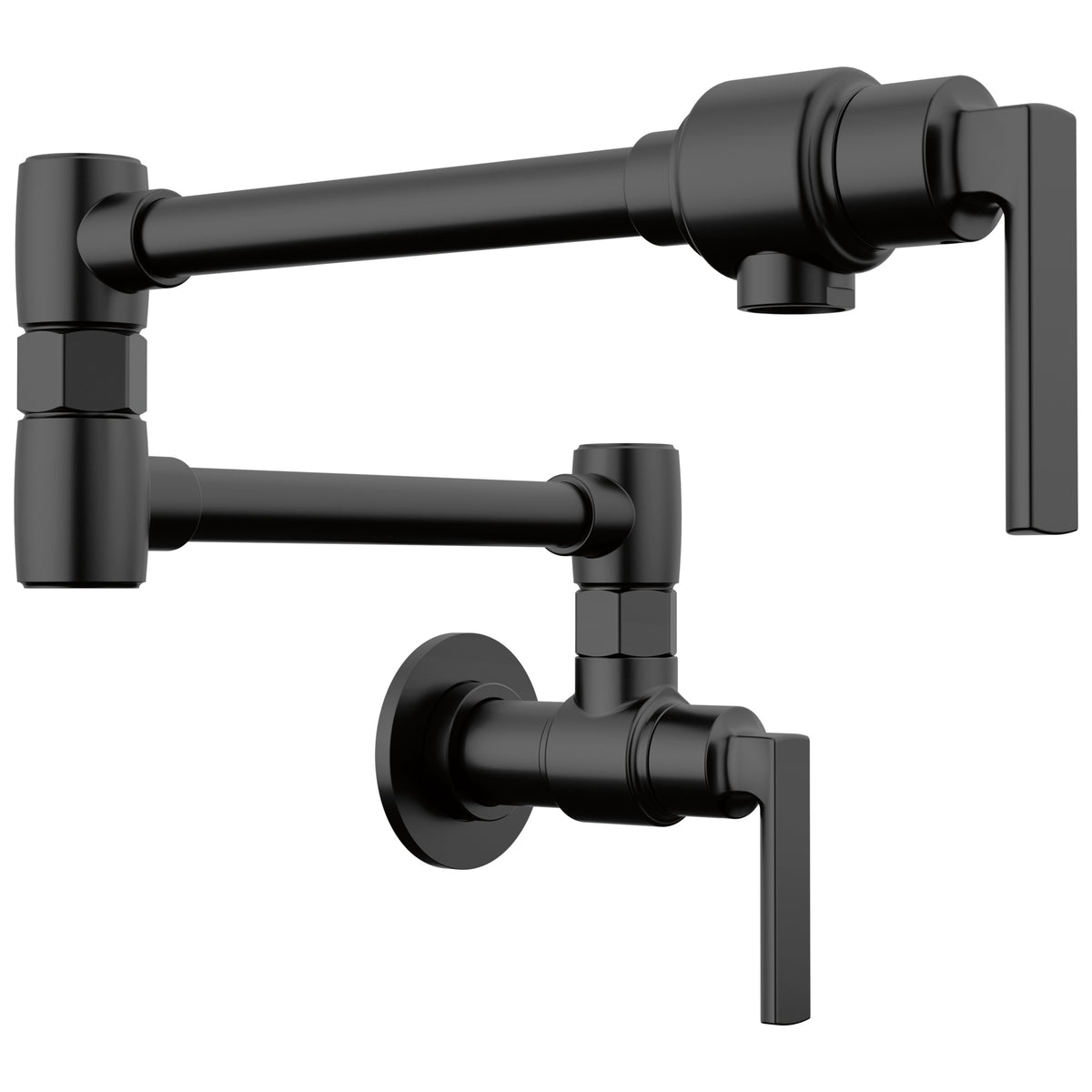 Brizo® 62806LF-BL Kintsu® Pot Filler, 4 gpm Flow Rate, Dual Jointed Swivel Spout, Matte Black, 2 Handles, Import