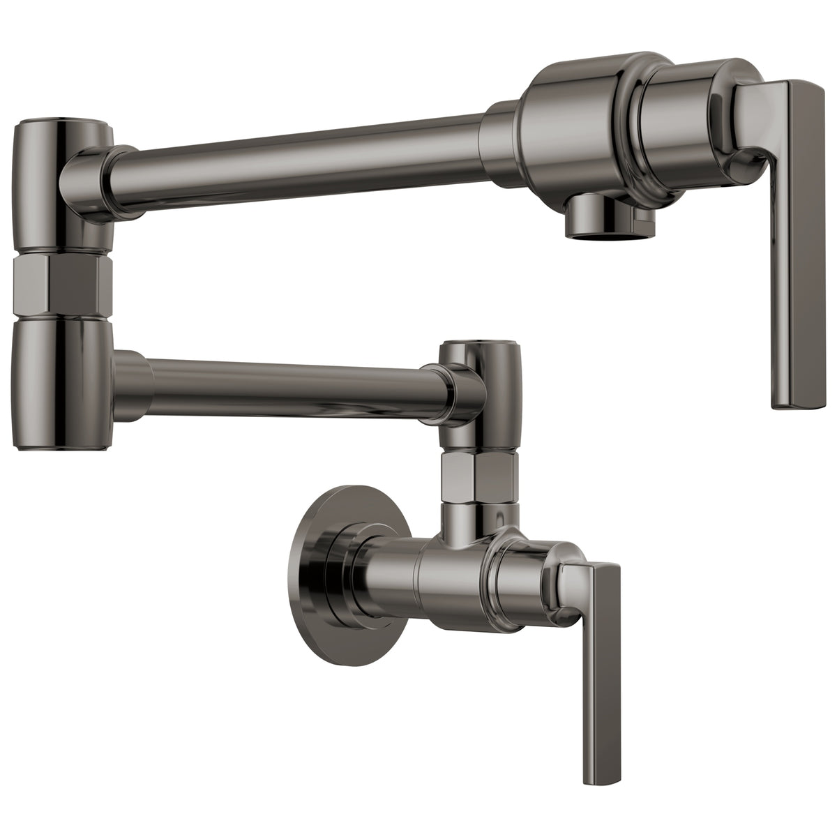 Brizo® 62806LF-BNX-L Kintsu® Pot Filler, 4 gpm Flow Rate, Dual Jointed Swivel Spout, Black Onyx, 2 Handles, Import