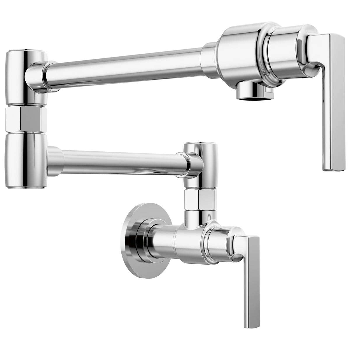 Brizo® 62806LF-PC-L Kintsu® Pot Filler, 4 gpm Flow Rate, Dual Jointed Swivel Spout, Chrome, 2 Handles, Import