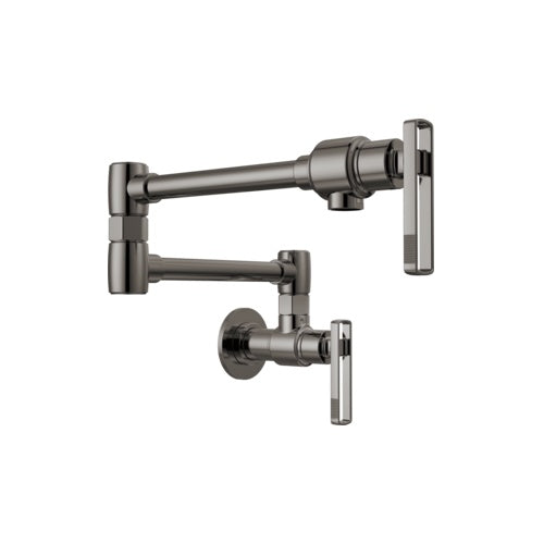 Brizo® 62807LF-BNX-L Kintsu® Pot Filler, 4 gpm Flow Rate, Dual Jointed Swivel Spout, Black Onyx, 2 Handles, Import
