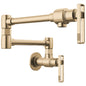 Brizo® 62807LF-GL-L Kintsu® Pot Filler, 4 gpm Flow Rate, Dual Jointed Swivel Spout, Luxe Gold, 2 Handles, Import