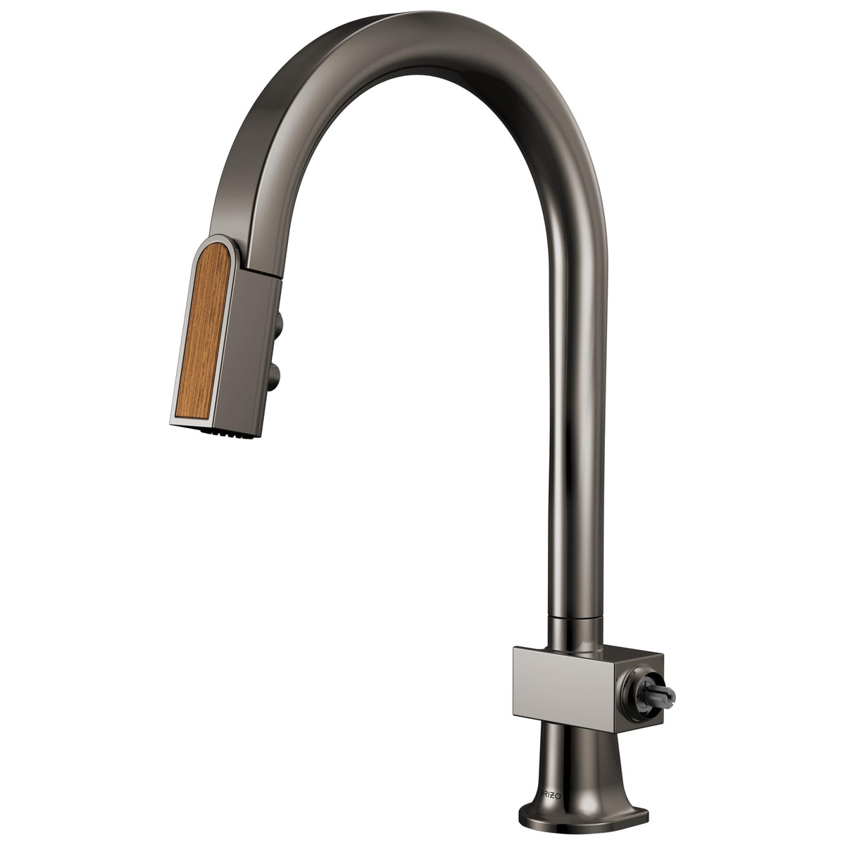 Brizo® 63022LF-BNXWDLHP 63022LF Frank Lloyd Wright Pull-Down Kitchen Faucet, 1.8 gpm Flow Rate, Brilliance Black Onyx/Wood, 1 Handles, 1 Faucet Holes, Function: Dual-Function