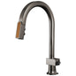 Brizo® 63022LF-BNXWDLHP 63022LF Frank Lloyd Wright Pull-Down Kitchen Faucet, 1.8 gpm Flow Rate, Brilliance Black Onyx/Wood, 1 Handles, 1 Faucet Holes, Function: Dual-Function