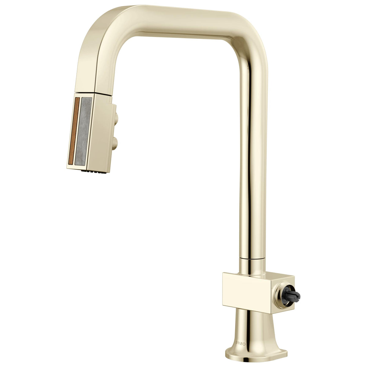 Brizo® 63023LF-PNWDLHP 63023LF Frank Lloyd Wright Pull-Down Kitchen Faucet, 1.8 gpm Flow Rate, Polished Nickel/Wood, 1 Handles, 1 Faucet Holes, Function: Dual-Function