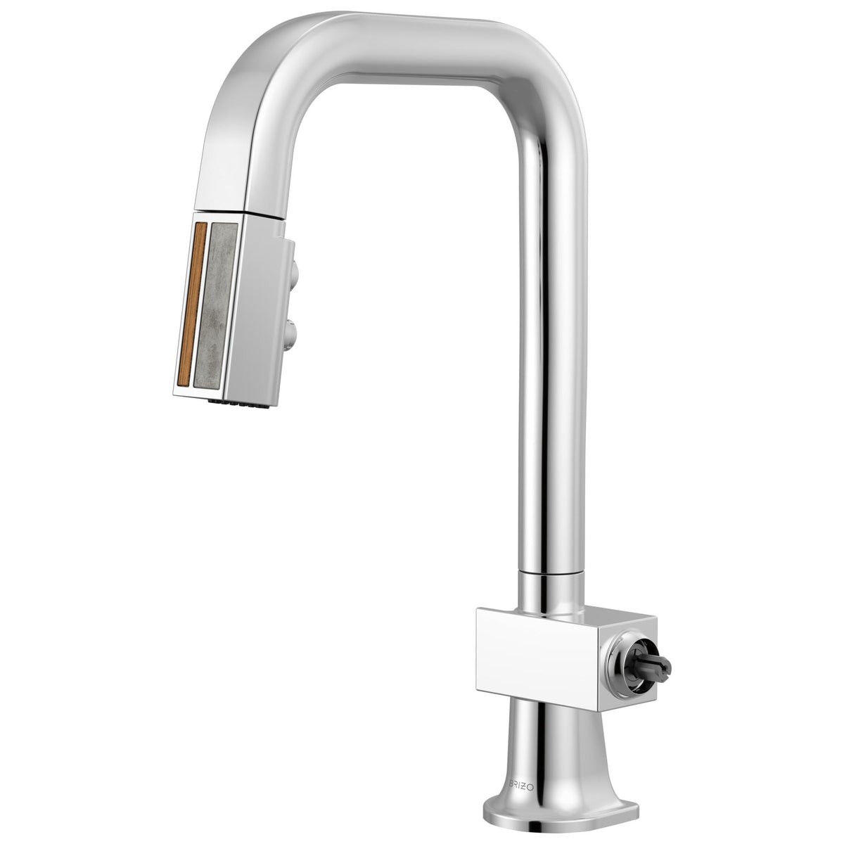 Brizo® 63923LF-PCWDLHP 63923LF Pull-Out Faucet, Frank Lloyd Wright, Polished Chrome/Teak Wood, 1 Handle, 1.8 gpm