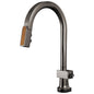 Brizo® 64022LF-BNXWDLHP 64022LF Frank Lloyd Wright Pull-Down Kitchen Faucet, 1.8 gpm Flow Rate, Brilliance Black Onyx/Wood, 1 Handles, 1 Faucet Holes, Function: Dual-Function