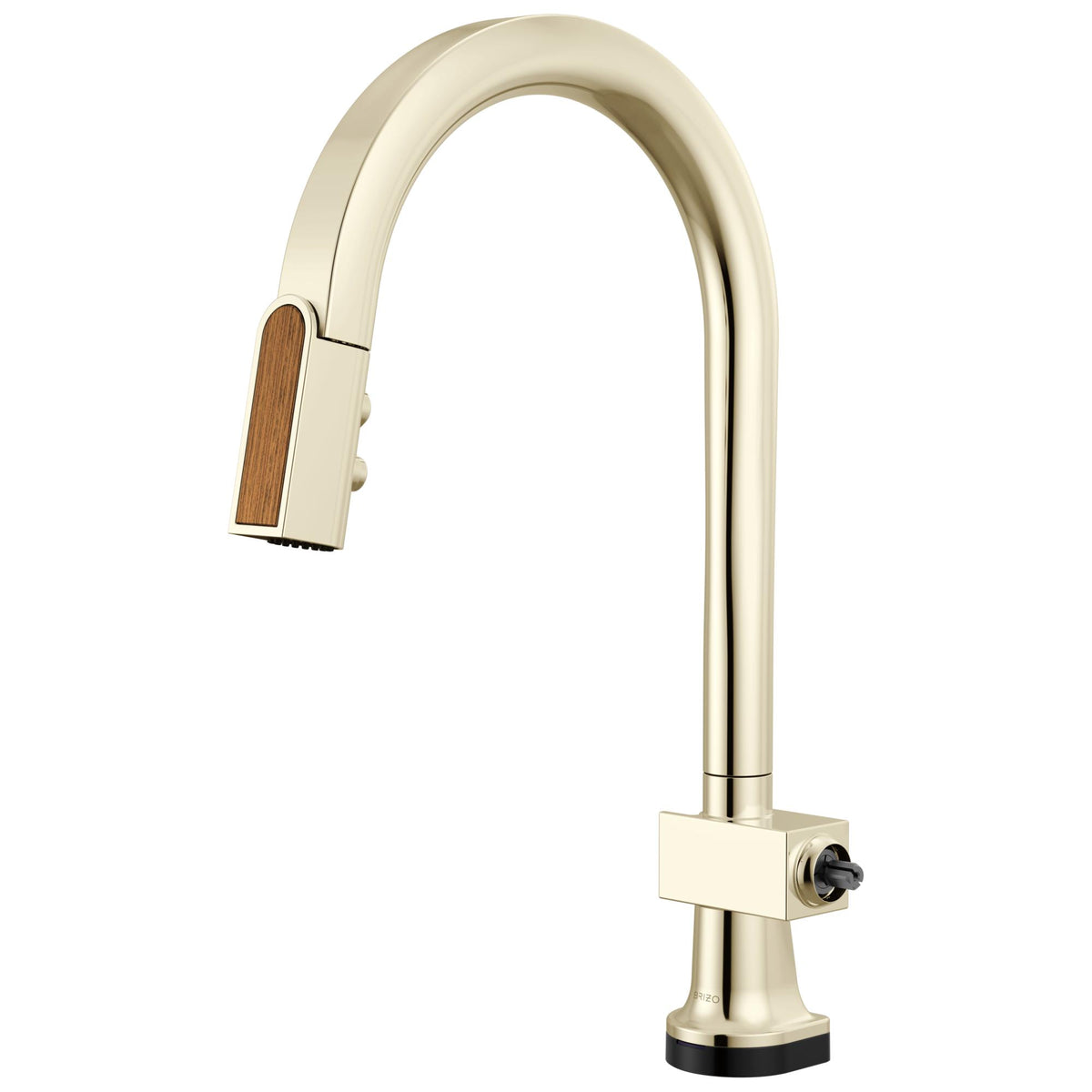 Brizo® 64022LF-PNWDLHP 64022LF Frank Lloyd Wright Pull-Down Kitchen Faucet, 1.8 gpm Flow Rate, Polished Nickel/Wood, 1 Handles, 1 Faucet Holes, Function: Dual-Function