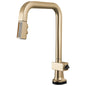 Brizo® 64023LF-GLWDLHP 64023LF Frank Lloyd Wright Pull-Down Kitchen Faucet, 1.8 gpm Flow Rate, Luxe Gold/Wood, 1 Handles, 1 Faucet Holes, Function: Dual-Function