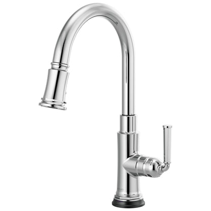 Brizo® 64074LF Rook™ Pull-Down Kitchen Faucet, Brizo® Rook™ Pull-Down Kitchen Faucet, 1.8 gpm Flow Rate, 1 Handles, 1 Faucet Holes, Function: Traditional, Domestic, Commercial