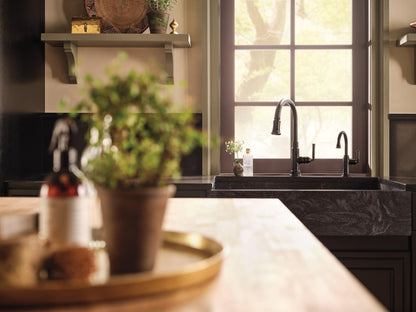 Brizo® 64074LF Rook™ Pull-Down Kitchen Faucet, Brizo® Rook™ Pull-Down Kitchen Faucet, 1.8 gpm Flow Rate, 1 Handles, 1 Faucet Holes, Function: Traditional, Domestic, Commercial