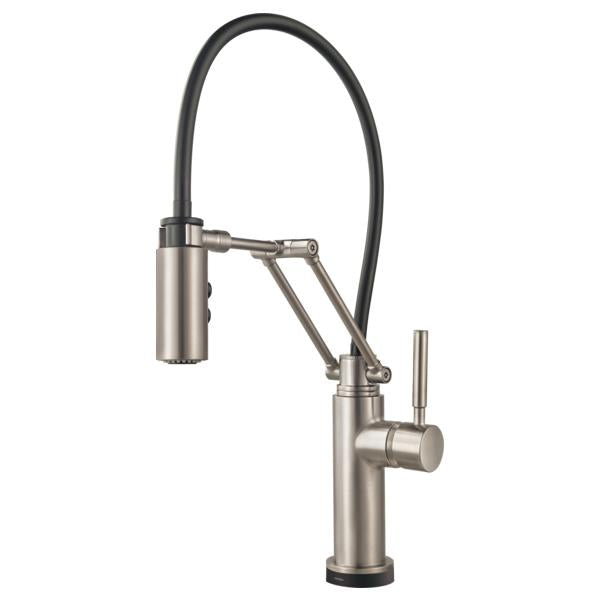 Brizo® 64221LF-SS Solna® Articulating Kitchen Faucet, Commercial, 1.8 gpm Flow Rate, 8 in Center, Swivel Spout, Stainless Steel, 1 Handles