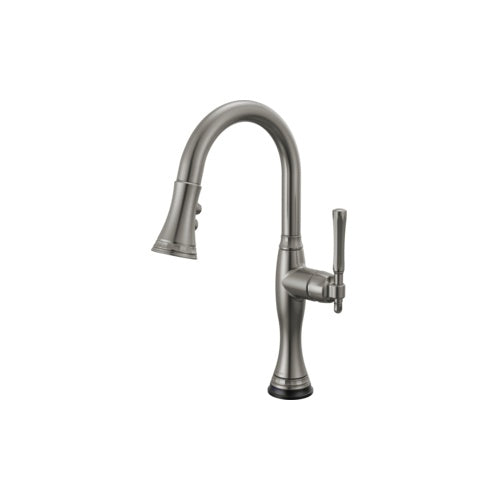 Brizo® 64958LF-SL Pull-Down Kitchen Faucet, 1.8 gpm Flow Rate, Luxe Steel, 1 Handles, 1 Faucet Holes, Spray/Aerated Stream Function, Import