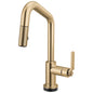 Brizo® 64964LF-GL Pull-Down Faucet with Angle Spout, Litze®, Luxe Gold, 1 Handle, 1.8 gpm
