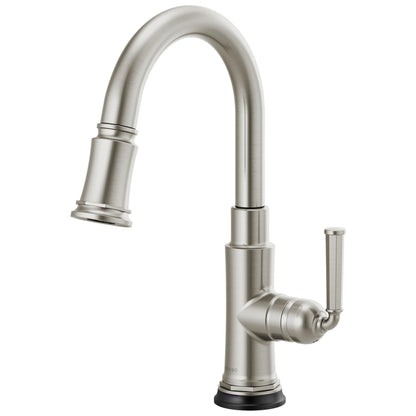 Brizo® 64974LF Rook™ Pull-Down Kitchen Prep Faucet, Brizo® Rook™ Pull-Down Kitchen Prep Faucet, 1.8 gpm Flow Rate, 1 Handles, 1 Faucet Holes, Function: Traditional, Domestic, Commercial