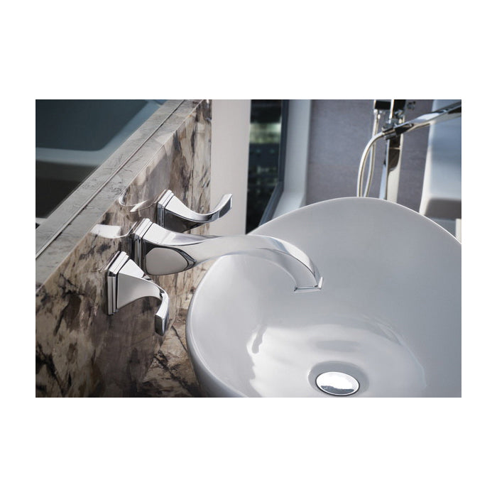 Brizo® Virage® Lavatory Faucet With Overflow, Commercial, 1.5 gpm Flow Rate, 8 in Center, 2 Handles, Grid Strainer Drain, Function: Traditional