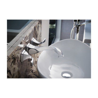 Brizo® Virage® Lavatory Faucet With Overflow, Commercial, 1.5 gpm Flow Rate, 8 in Center, 2 Handles, Grid Strainer Drain, Function: Traditional