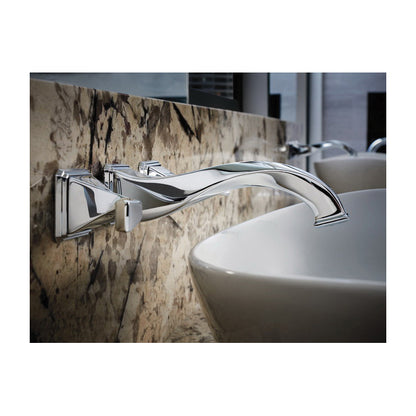 Brizo® Virage® Lavatory Faucet With Overflow, Commercial, 1.5 gpm Flow Rate, 8 in Center, 2 Handles, Grid Strainer Drain, Function: Traditional