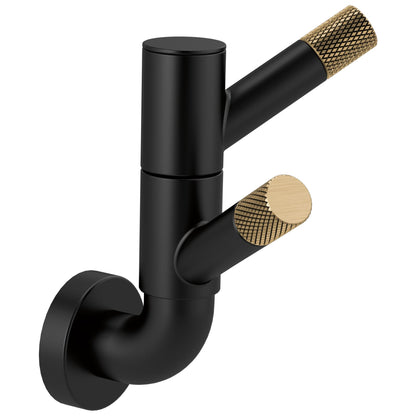 Litze - Double Robe Hook with Knurling - Zinc