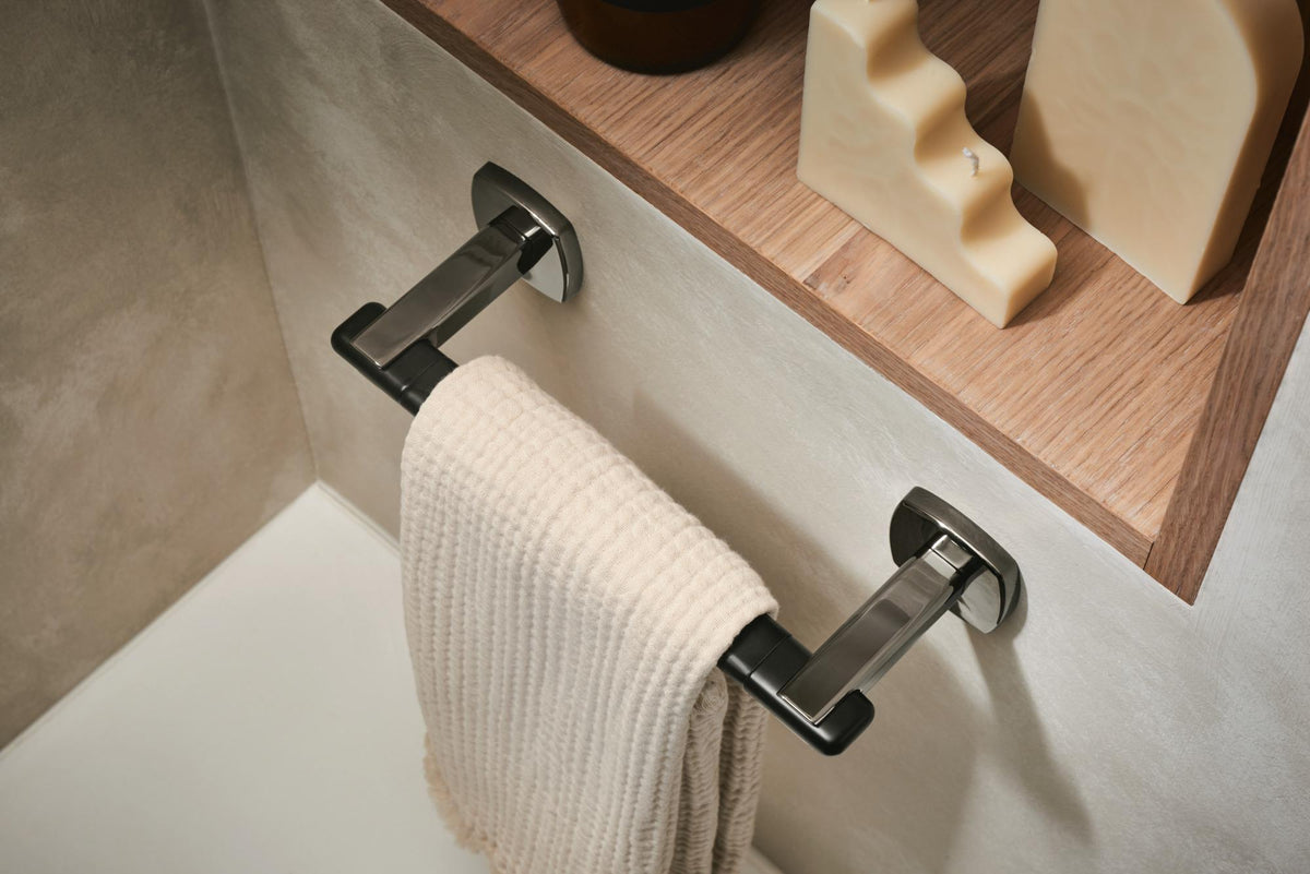 8" Towel Bar - Zinc - Brilliance Black Onyx / Matte Black